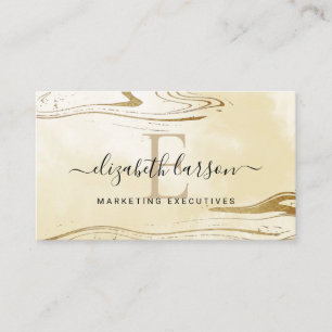 Chic Blush Monogram Gold Glitter Marble Agate Business Card