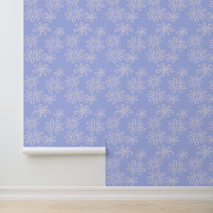 Chic Blush on Periwinkle Blue Flower Doodle Wallpaper