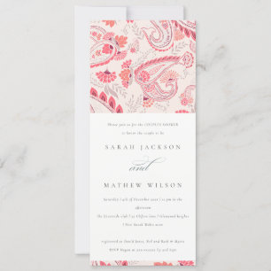Chic Blush Paisley Typography Any Year Anniversary Invitation