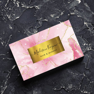 Chic Blush Pink And Faux Gold foil Business Card