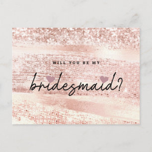 Chic Blush Pink And Rose Gold Bridesmaid Proposal Postcard