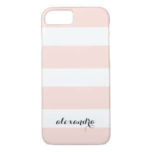Chic Blush Pink and White Stripes iPhone 8/7 Case