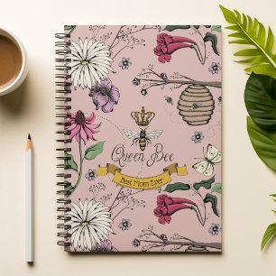Chic Blush Pink Best Mum Ever Royal Queen Bee Notebook