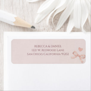 Chic Blush Pink Bow Baby Shower Return Address Label