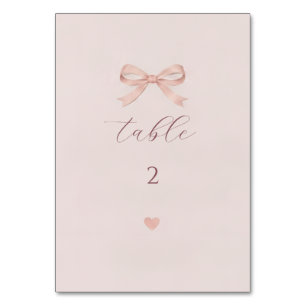 Chic Blush Pink Bow Baby Shower Table Number