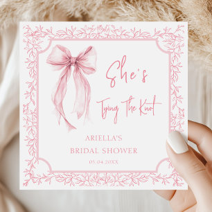 Chic Blush Pink Bow Tying the Knot Bridal Shower Napkin