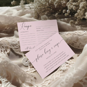 Chic Blush Pink Bridal shower Recipe  Enclosure Card
