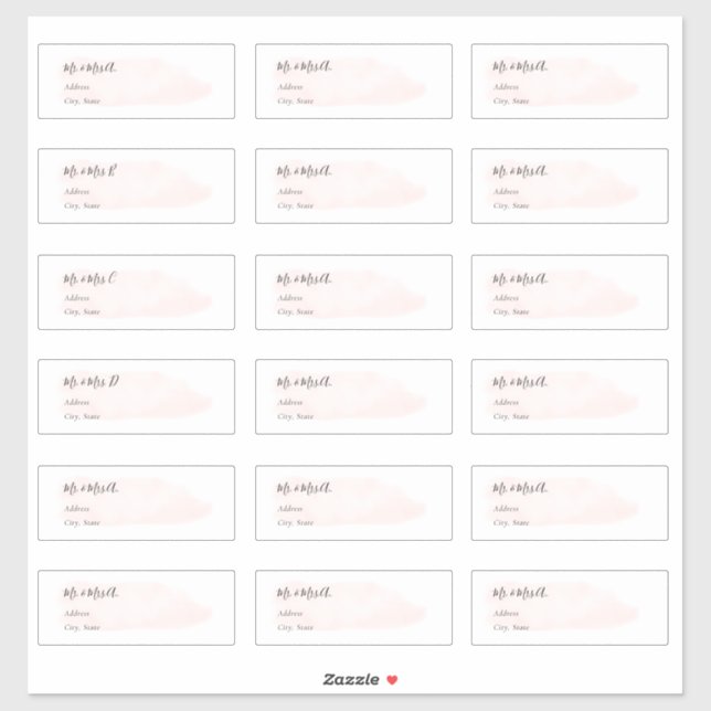 Chic Blush Pink Brushed Watercolor Guest Address (Sheet)