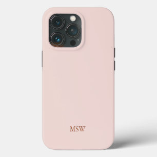 Chic blush pink custom monogram initials elegant iPhone 13 pro case