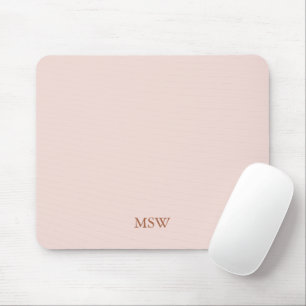 Chic blush pink custom monogram initials elegant mouse pad