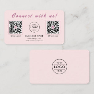 Chic Blush Pink Dual QR Code Business Card