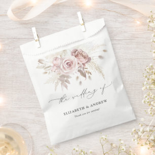 Chic Blush Pink Dusty Rose Floral Wedding Favour Bag