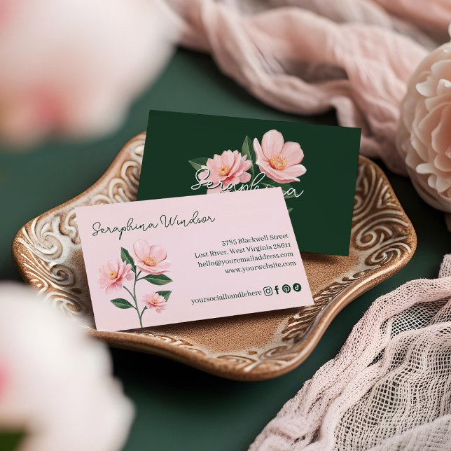 Chic Blush Pink Floral Botanical Girly Feminine Business Card (Chic Blush Pink Floral Botanical Girly Feminine Business Card)