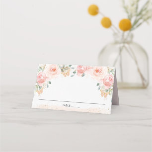 Chic Blush Pink Floral Butterflies Guest Name Plac Place Card