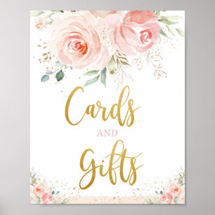 Chic Blush Pink Floral Cards and Gifts Tabletop  Poster