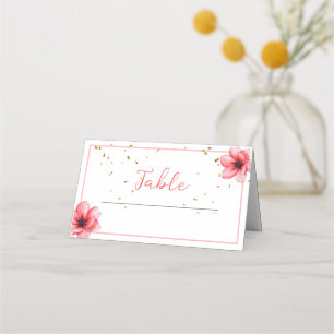 Chic Blush Pink Floral Confetti Frame Wedding Place Card