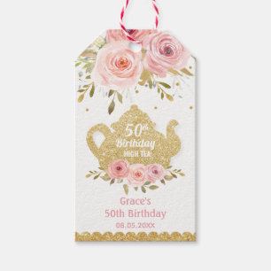 Chic Blush Pink Floral High Tea Party Birthday  Gift Tags