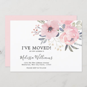 Chic Blush Pink Floral Moving Announcement Card