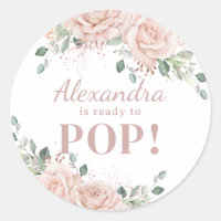 Chic Blush Pink Floral Rose Gold Baby Ready to Pop