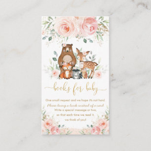Chic Blush Pink Floral Woodland Baby Bring a Book  Enclosure Card