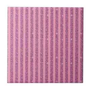 Chic Blush Pink Glitter Style Vertical Stripes Ceramic Tile