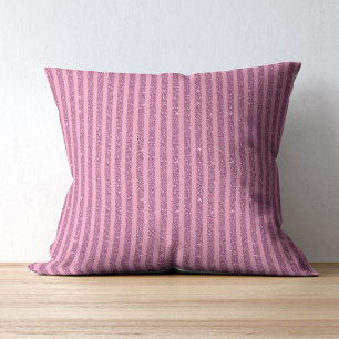 Chic Blush Pink Glitter Style Vertical Stripes Cushion