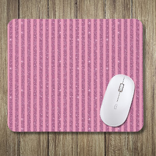 Chic Blush Pink Glitter Style Vertical Stripes Mouse Pad