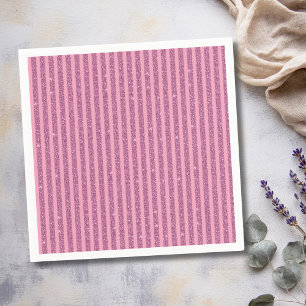 Chic Blush Pink Glitter Style Vertical Stripes Napkin