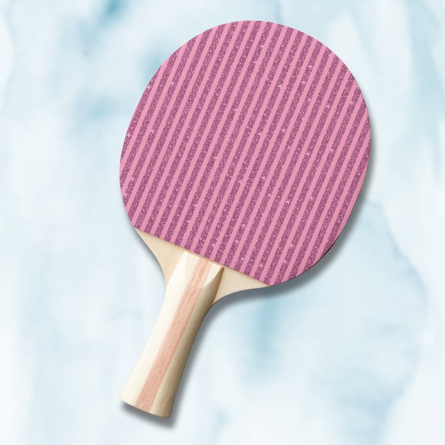 Chic Blush Pink Glitter Style Vertical Stripes Ping Pong Paddle (Creator Uploaded)