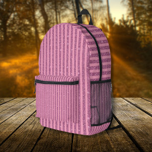 Chic Blush Pink Glitter Style Vertical Stripes Printed Backpack