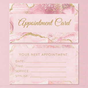 Chic Blush Pink Gold Agate Marble Appointment Card