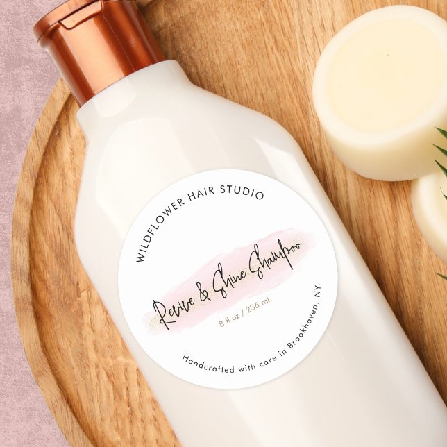 Chic Blush Pink Gold Hair Salon Product Label (Creator Uploaded)