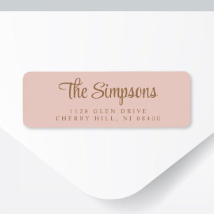 Chic Blush Pink Gold Script Return Address Label