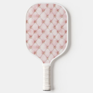 Chic Blush Pink Gold Tufts Pickleball Paddle