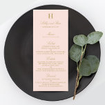 Chic Blush Pink & Gold Wedding Menu Template<br><div class="desc">Celebrate in style with these trendy menu cards. The wording is easy to personalise and your dinner guests will be thrilled when they receive these super stylish menus.</div>