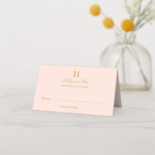 Chic Blush Pink & Gold Wedding Place Card