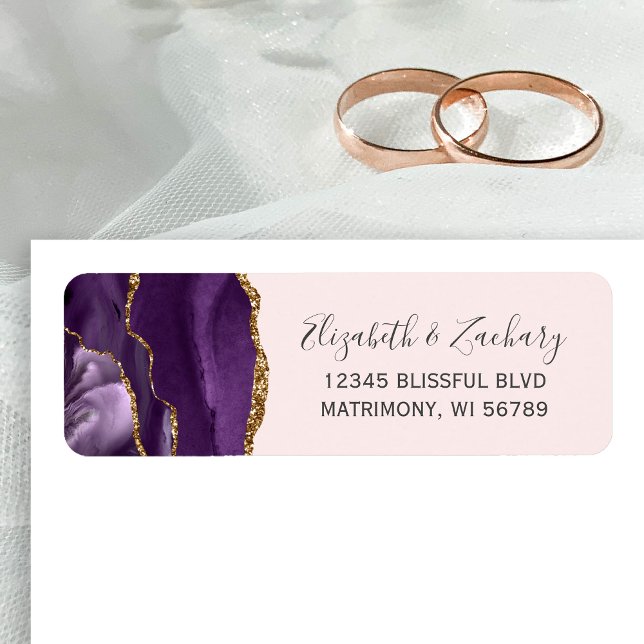 Chic Blush Pink Gold Wedding Return Address Label (Creator Uploaded)