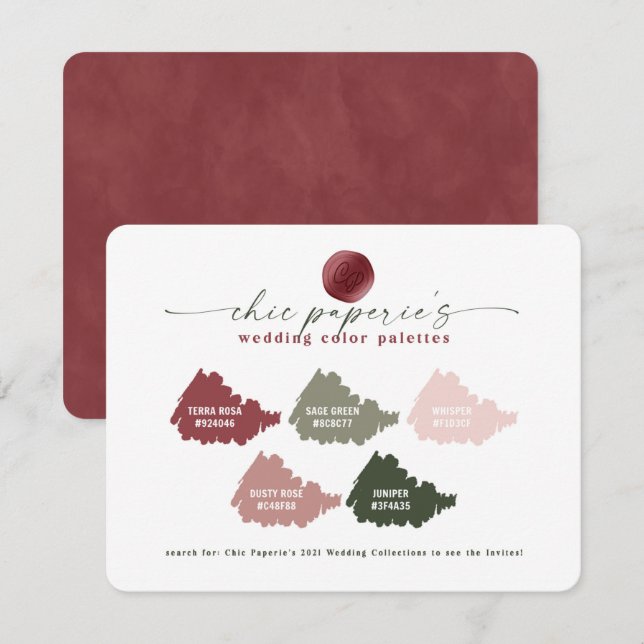 Chic Blush Pink & Green Wedding Colour Palette Car (Front/Back)