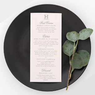 Chic Blush Pink & Grey Wedding Menu Template