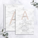 Chic Blush Pink Marble Monogram 16th Birthday Invitation<br><div class="desc">When I was researching trends to come up with this blush pink marble monogram design, I had a lot of trouble finding elements I liked! After hours of searching I finally found this GORGEOUS marble and was so happy! I then had to fiddle for a few hours to create a...</div>