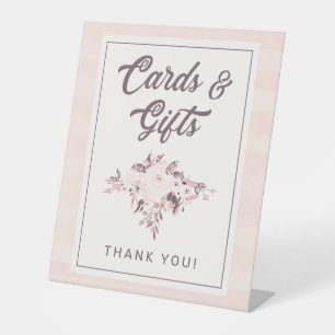 Chic Blush Pink Mauve & Peach Floral Cards & Gifts Pedestal Sign