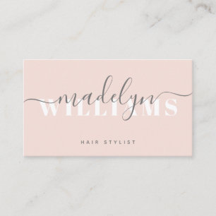 Chic Blush Pink Modern Monogram Script Signature Business Card