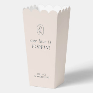 Chic Blush Pink Monogram Popcorn Favor Box