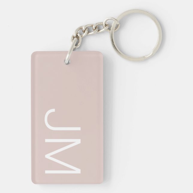 Chic Blush Pink Oversized Monogrammed Initials  Key Ring (Back)