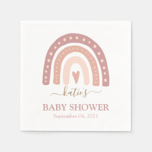 Chic Blush Pink Rainbow Girl Baby Shower Napkin