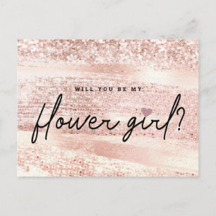 Chic Blush Pink & Rose Gold Flower Girl Proposal Postcard