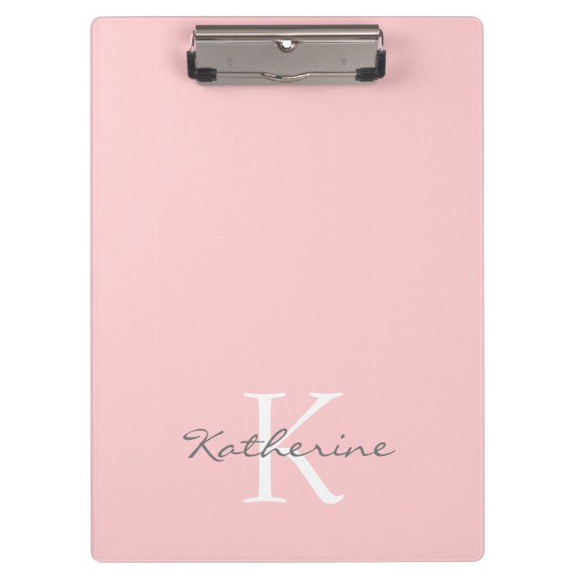 Chic Blush Pink Script Monogram Personalised Clipboard (Front)