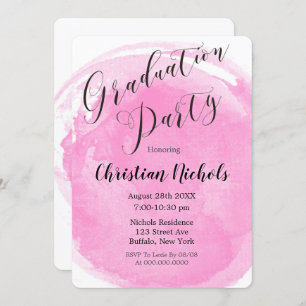 Chic Blush Pink Watercolor Graduation Party Invit Invitation