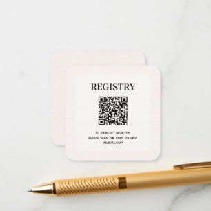 Chic Blush Pink Wedding Registry QR Code Enclosure Card