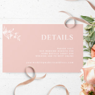 Chic Blush Pink Wedding Website / Details Enclosure Card